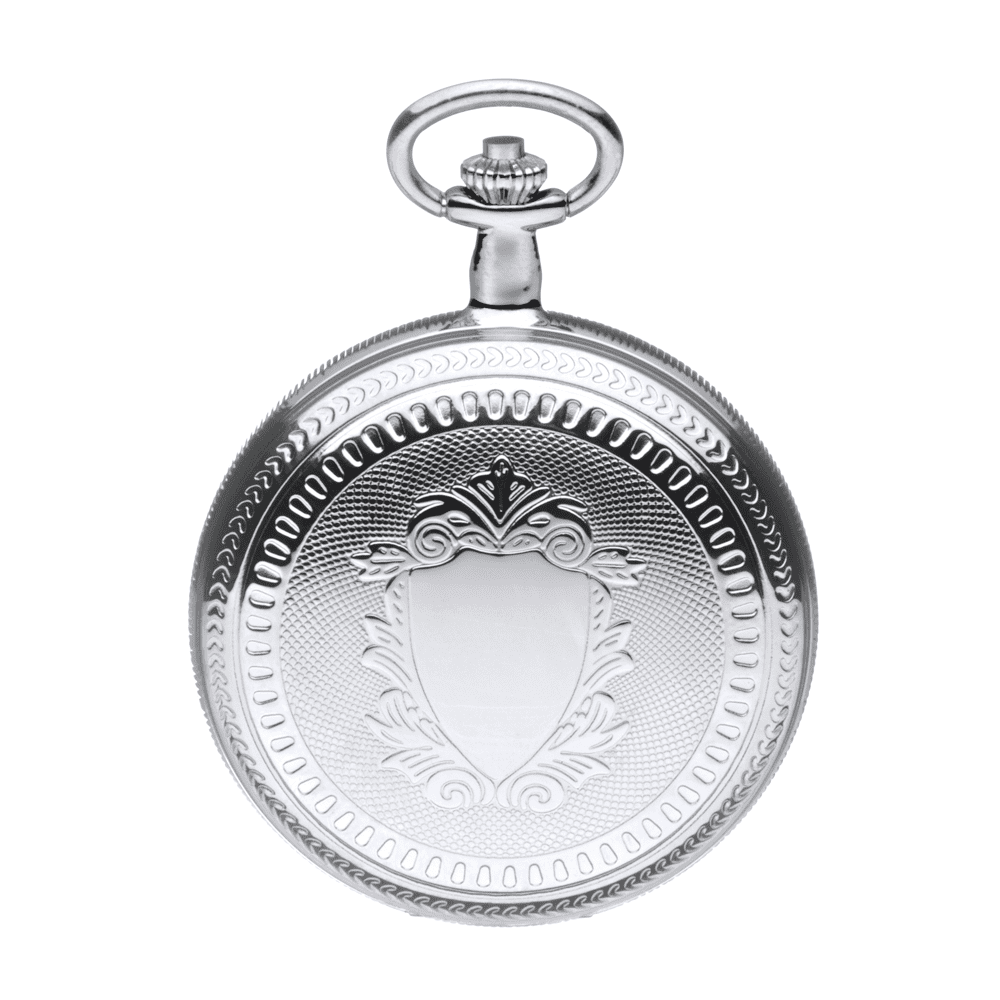 Chrome Plated Double Hunter B22 Skeleton Pocket Watch