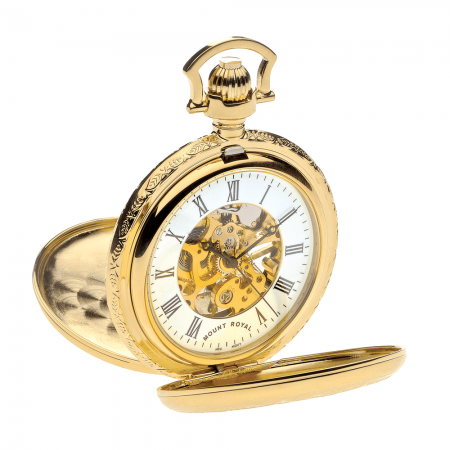 Gold Plated Double Half Hunter B41 Skeleton PW