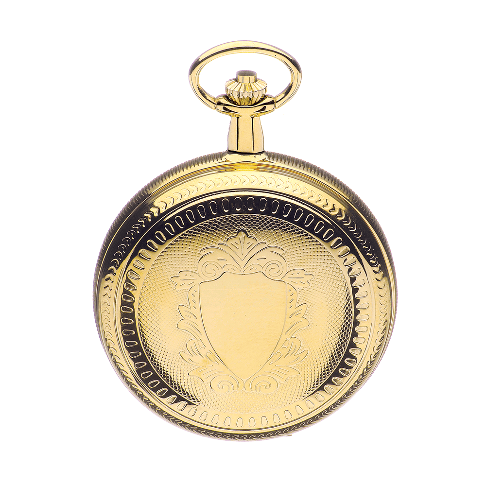 Gold Plated Double Hunter B21 Skeleton Pocket Watch